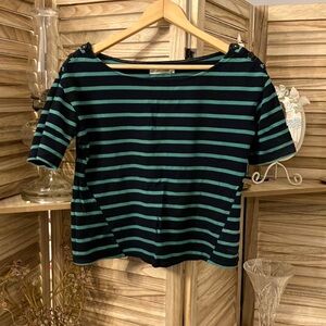Anthropologie Pilcro Green and Blue Boxy Short Sleeve T-Shirt sz Med
